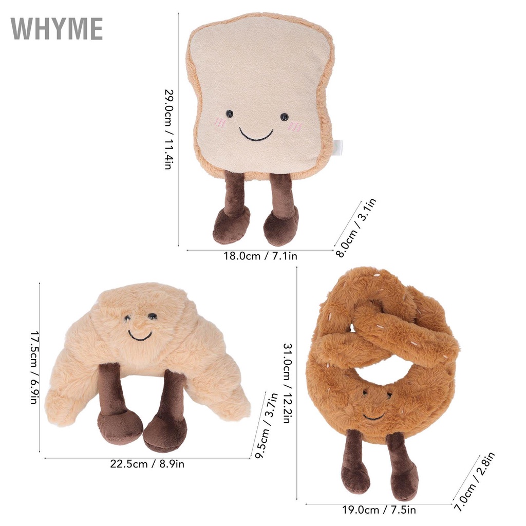 Đồ Chơi Thú Nhồi Bông Gối nhồi bông hình bánh mì Đồ Chơi Thực phẩm Sang Trọng Mềm PP Cotton Ngộ nghĩnh Dễ Thương WHYME