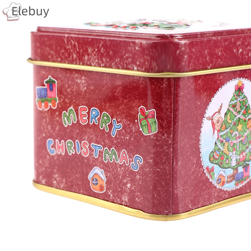 1 Hộp Kim Loại Nhỏ Hình Vuông Đựng Kẹo Giáng Sinh / Bánh Quy Trang Trí Năm Mới