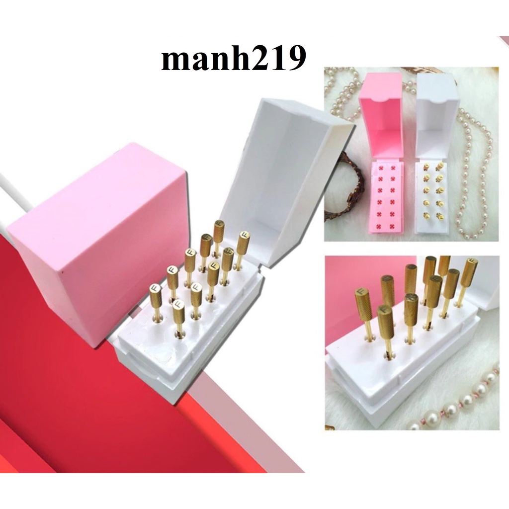 Hộp đựng đầu mài nail 10 lỗ chuyên dụng - ( đưa màu ngẫu nhiên )