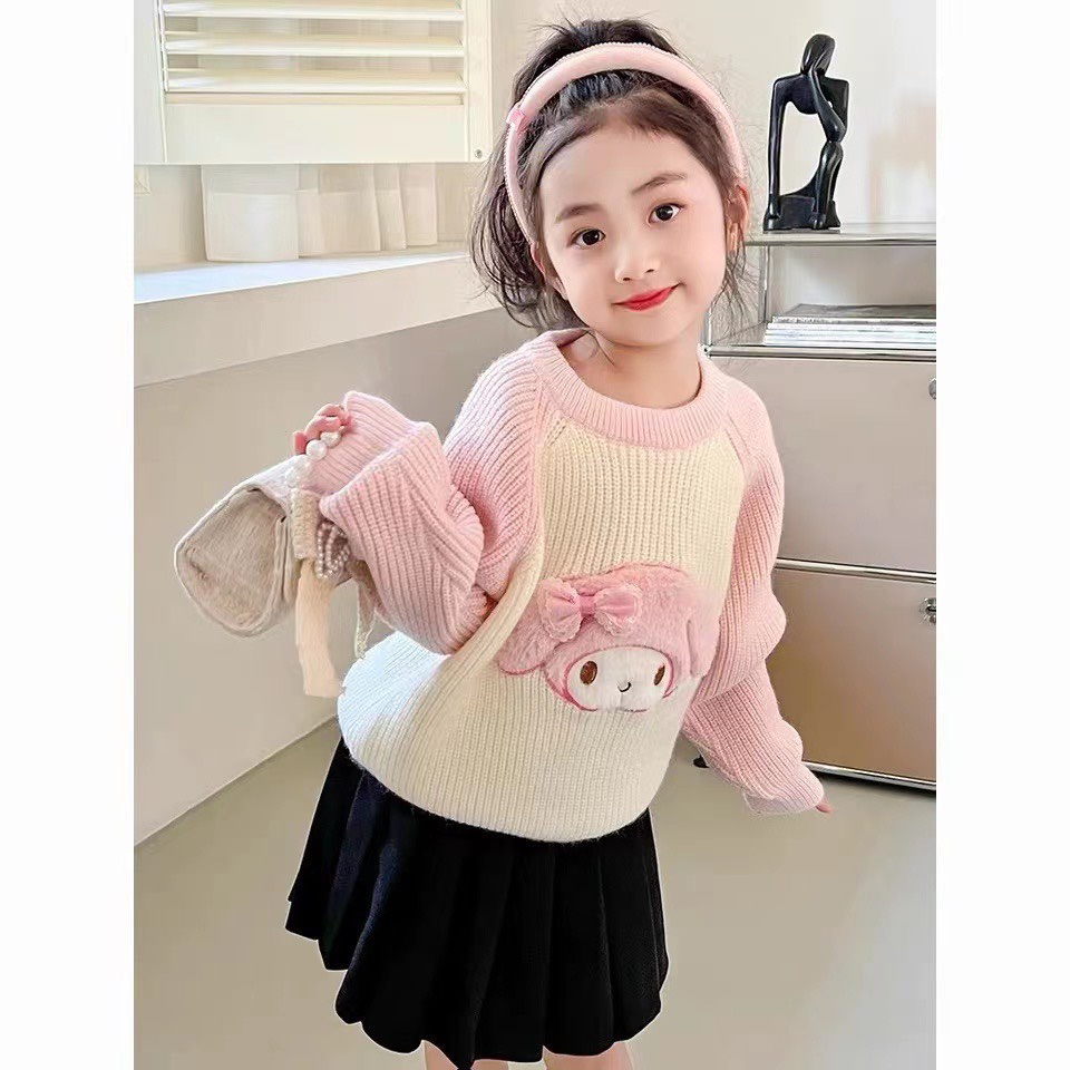 Áo len chui đầu hình coromi cho bé gái