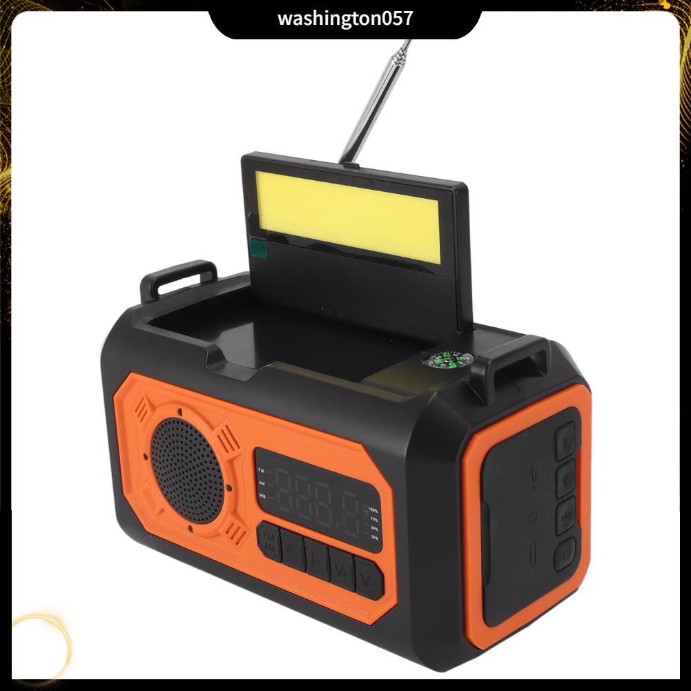 Washington057 12000MAh Thời Tiết Khẩn Cấp Đài Phát Thanh Năng Lượng Mặt Trời Tay Quay Đèn Pin Đọc Sách La Bàn Sạc Điện Thoại Di Động AM FM NOAA