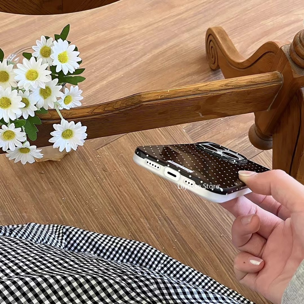 Ốp Điện Thoại Đính Nơ Bướm Trắng Đen Cho iphone 15 pro max 14 13 pro