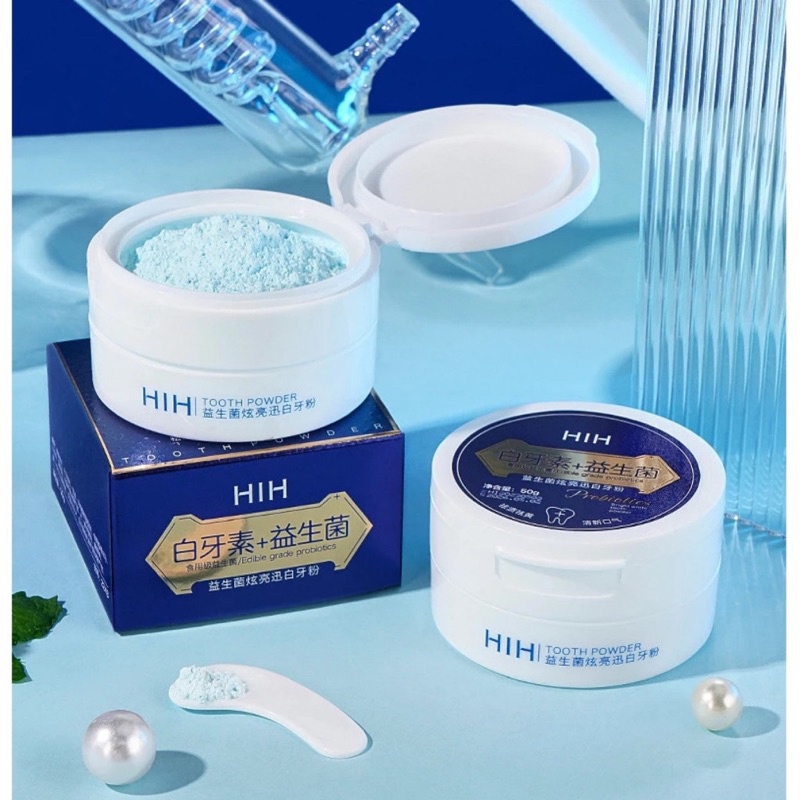 Bột Trắng Răng Vi Sinh HIH khử ố vàng, sạch vết ố trên răng, Cam kết trắng bật tông, dứt điểm hôi miệng, giảm viêm