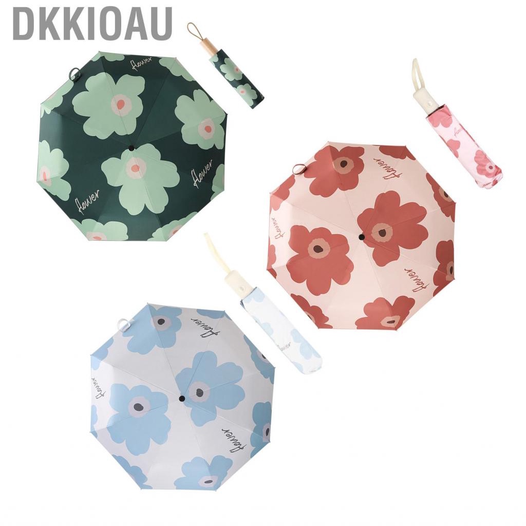 Dkkioau Folding Sun Umbrella  Foldable UV Protection Stable Polyester Fiber 1 Button Operate Rain Shine Dual Use for Working