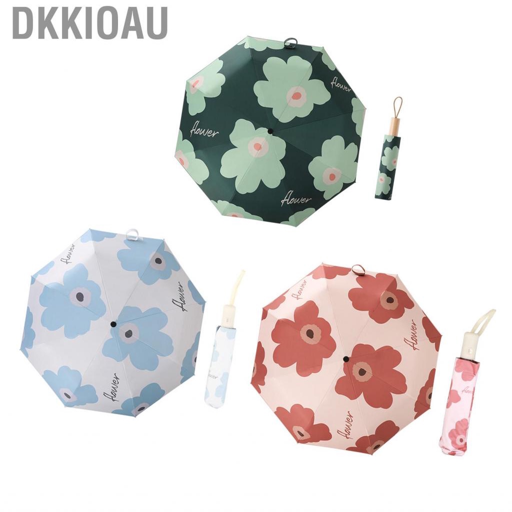 Dkkioau Folding Sun Umbrella  Foldable UV Protection Stable Polyester Fiber 1 Button Operate Rain Shine Dual Use for Working