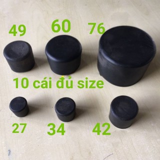 10 cái - nắp chụp sắt ống tròn - nút bịt nhựa sắt tròn - bịt nhựa đầu sắt ống loại dẻo