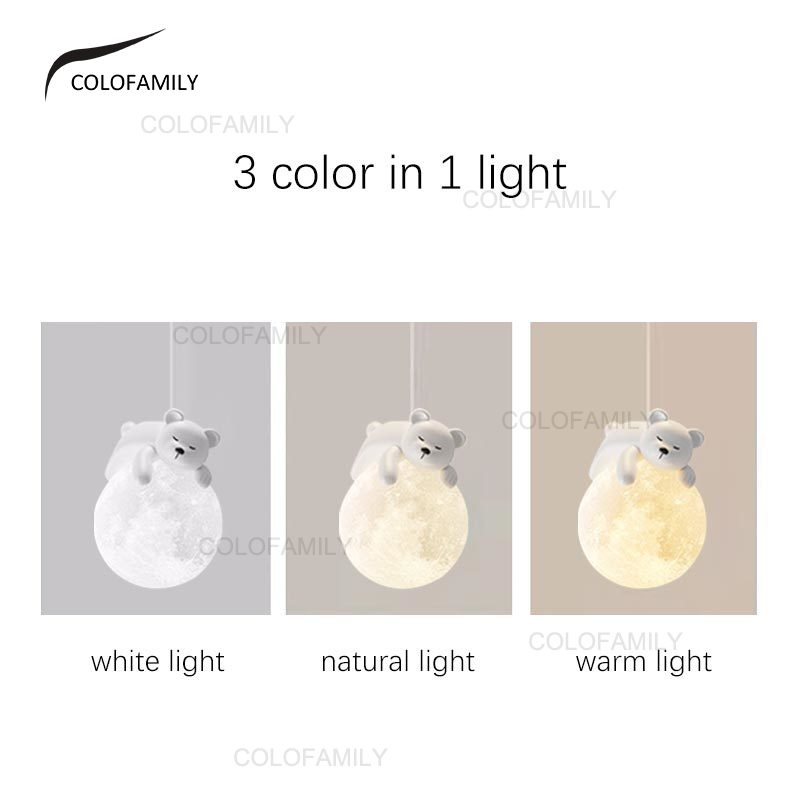 Đèn led Hình Mặt Trăng / Gấu 3 Màu Sắc Độc Đáo Trang Trí Phòng Ngủ Cho Bé