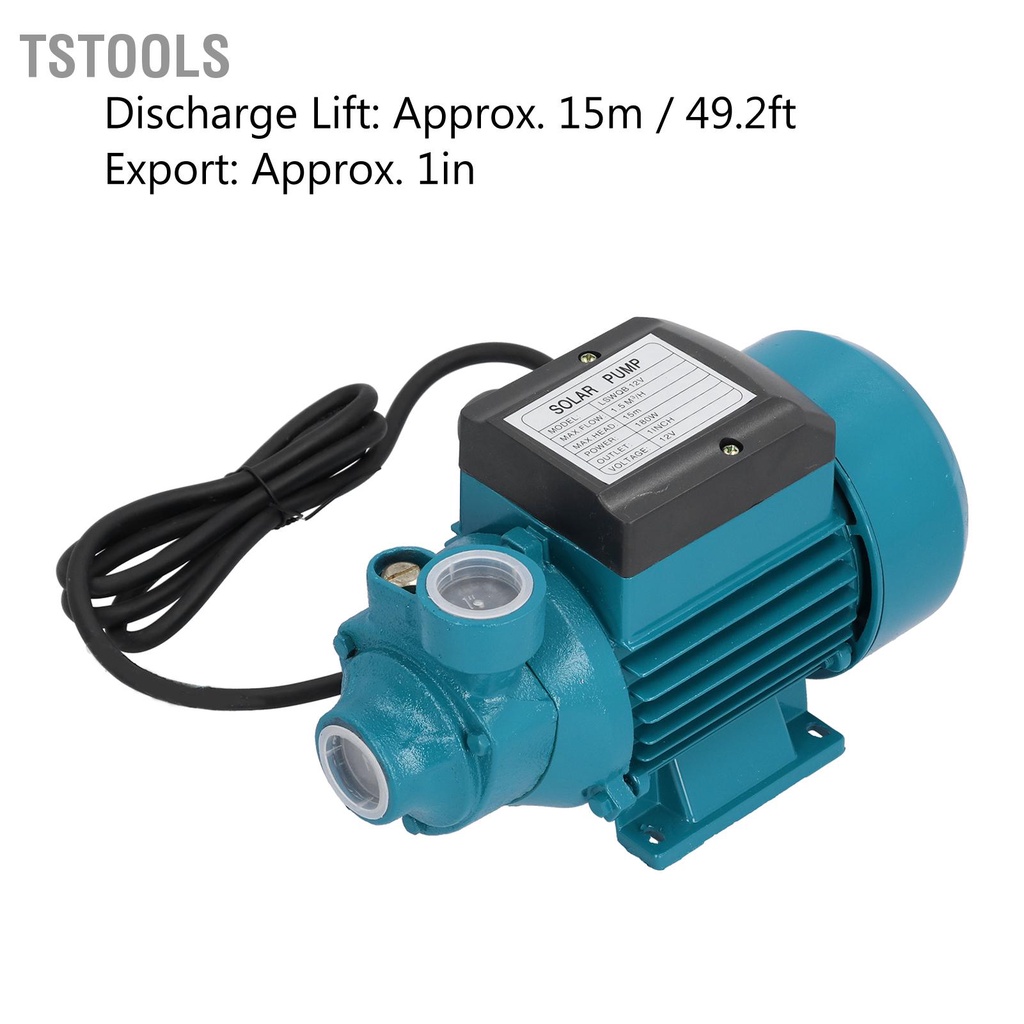 TSTOOLS Máy bơm nước Động cơ cánh quạt đơn cực Công cụ tưới hút ngang 15m 180W DC12V