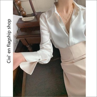 Áo sơ mi chiffon tay dài phong cách hàn quốc thời trang xuân thu 2022