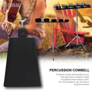 AKOASM Phụ kiện trống chuông bò bằng kim loại màu đen 6 inch có thanh gõ