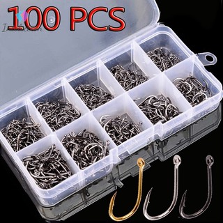 Set 100 lưỡi câu cá đơn bằng thép carbon yuanzongren444}