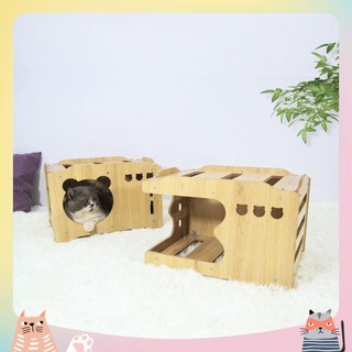 [FreeShip] Nhà Mèo Bằng Gỗ Lắp Ghép Cao Cấp Góc Nhỏ Cho Mèo - Nhà Mèo Chữ Nhật (45x30x30cm)  Shop An Mộc