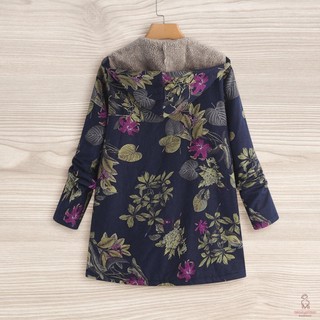 Áo khoác nữ có nón in hình lá cây phong cách boho