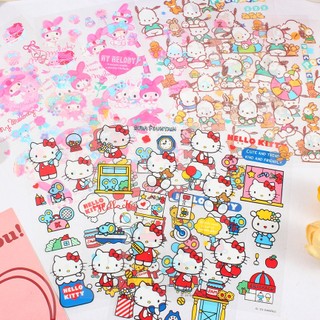 Limited Sanrio PET Sticker Kawaii Hello Kitty Kuromi Cinnamoroll Giai Điệu Tài Khoản Tay Chất Liệu Trang Trí DIY Dán Đồ Chơi Trẻ Em