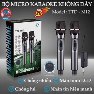 Mic hát karaoke, Micro không dây TTD - M12 cao cấp, chống hú, chống nhiễu - Mic hát dùng cho loa kéo âm li