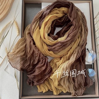 Khăn Choàng Cotton Lanh Màu Gradient Phong Cách Mới Dễ Phối Đồ