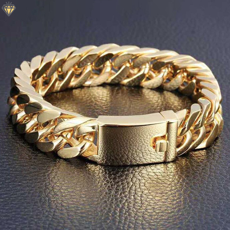 Vòng Tay Cuba Mạ Vàng 18K Thời Trang Mới Cho Nam Và Nữ YKD
