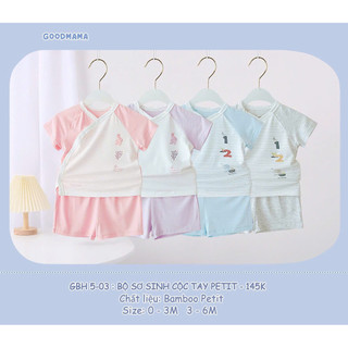 GOODMAMA - Bộ quần áo sơ sinh cộc tay chất petit cho bé