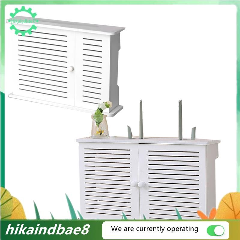 [hIkAi] Hộp lưu trữ bộ định tuyến Wifi không dây Hộp gỗ Cáp nguồn Plus Giá đỡ dây treo tường Kệ bảng
