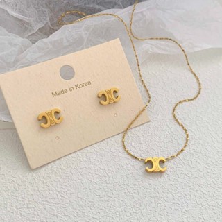 Thép Titan Chống Phai Màu Chữ Bông Tai Bộ Vòng Cổ Nữ Tính Khí Cao Cấp Xương Cổ Dây Chuyền Thiết Kế Thời Trang Vòng Cổ Mới Quà Tặng Bán Buôn