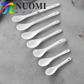  Nuomi Muỗng Tay Cầm Dài Thìa Khuấy Sáng Tạo Bằng Gốm Sứ Trà Mật Ong Tiếp Liệu Mini Trắng Gia Vị Thìa Đường Món Tráng Miệng 