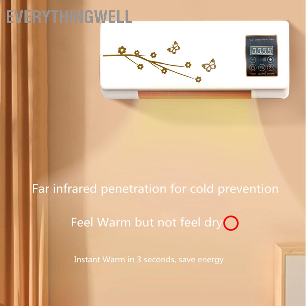 EverythingWell Máy sưởi không gian trong nhà với máy điều hòa treo tường từ xa Chức năng hẹn giờ tiếng ồn thấp cho văn phòng tại Ổ cắm EU 220V cmman
