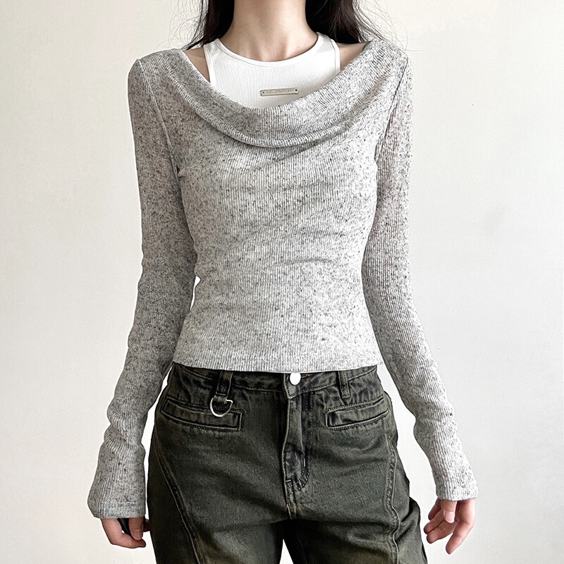 Thời Trang Set Áo Thun Trơn Tay Dài + Áo Hai Dây Ôm Dáng Thiết Kế Đơn Giản Cho Nữ