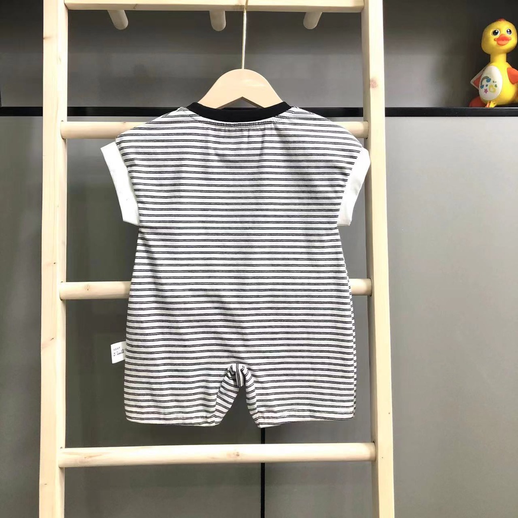 Áo Liền Quần Tay Ngắn Bằng cotton In Họa Tiết Hoạt Hình Dễ Thương Dành Cho Bé Trai Gái 0-24 Tháng Tuổi