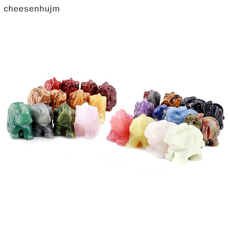 Cs Tượng Voi Bằng Pha Lê Tự Nhiên Thạch Anh Tím / Hoa Hồng / jasper