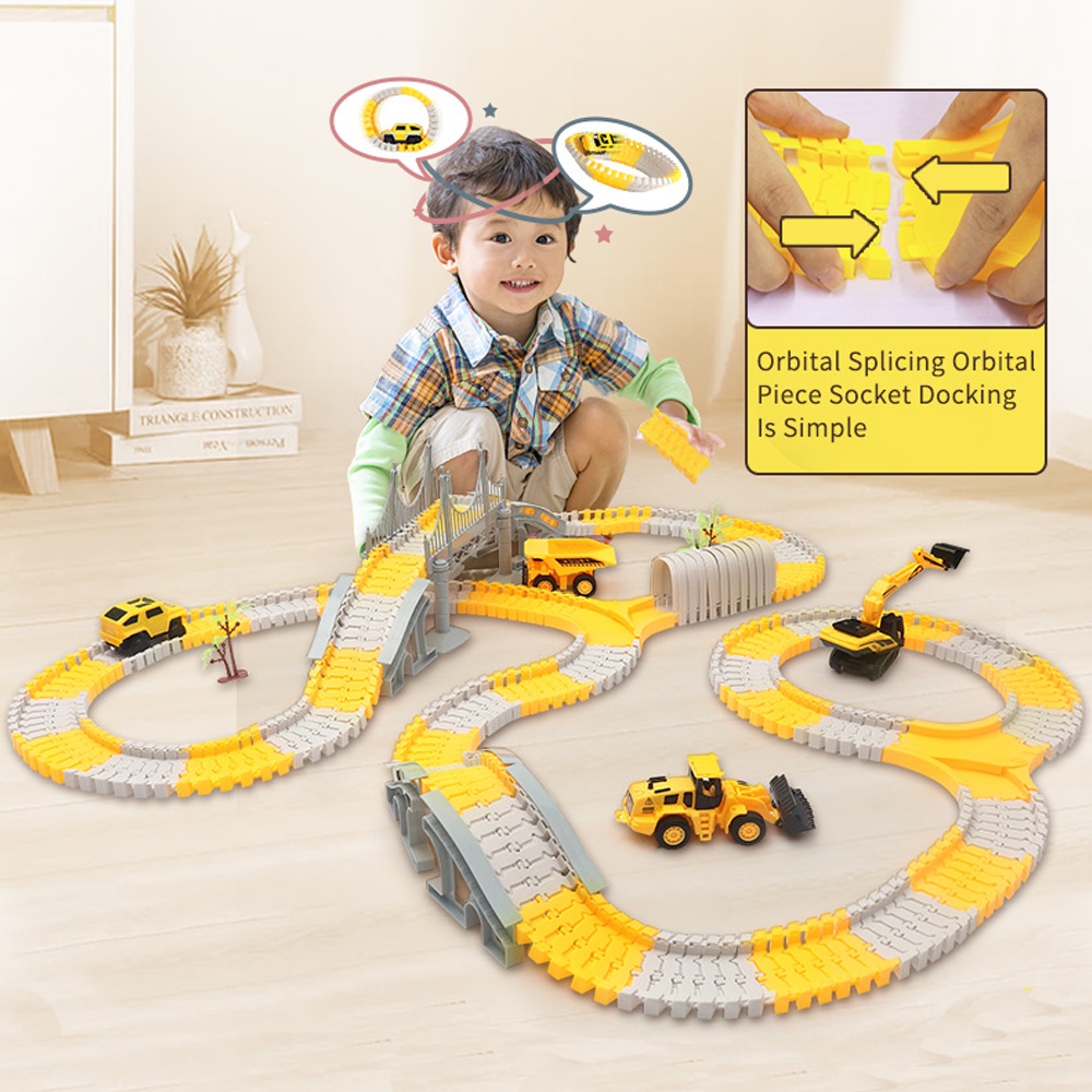 CONSTRUCTION RACE TRACKS FOR KIDS BOYS TOYS CAR TOY FLEXIBLE TRACK PLAYSET DIY RAILWAY