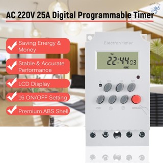AC 220V 25A Digital Programmable Timer Din Rail Electronic Timer Time Switch Controller with LCD Display Clock