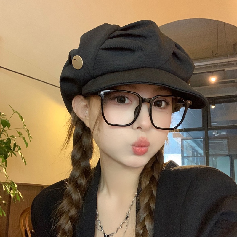 Mũ Nồi / Mũ Nồi Màu Trơn Xếp Ly Hình Đám Mây / Hình Đám Mây Kiểu vintage Hàn Quốc Thời Trang Thu Đông Cho Bạn Gái