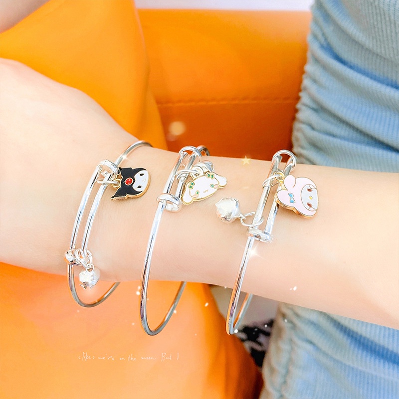 Vòng tay kim loại đính charm hoạt hình dễ thương co giãn tiện lợi VC12