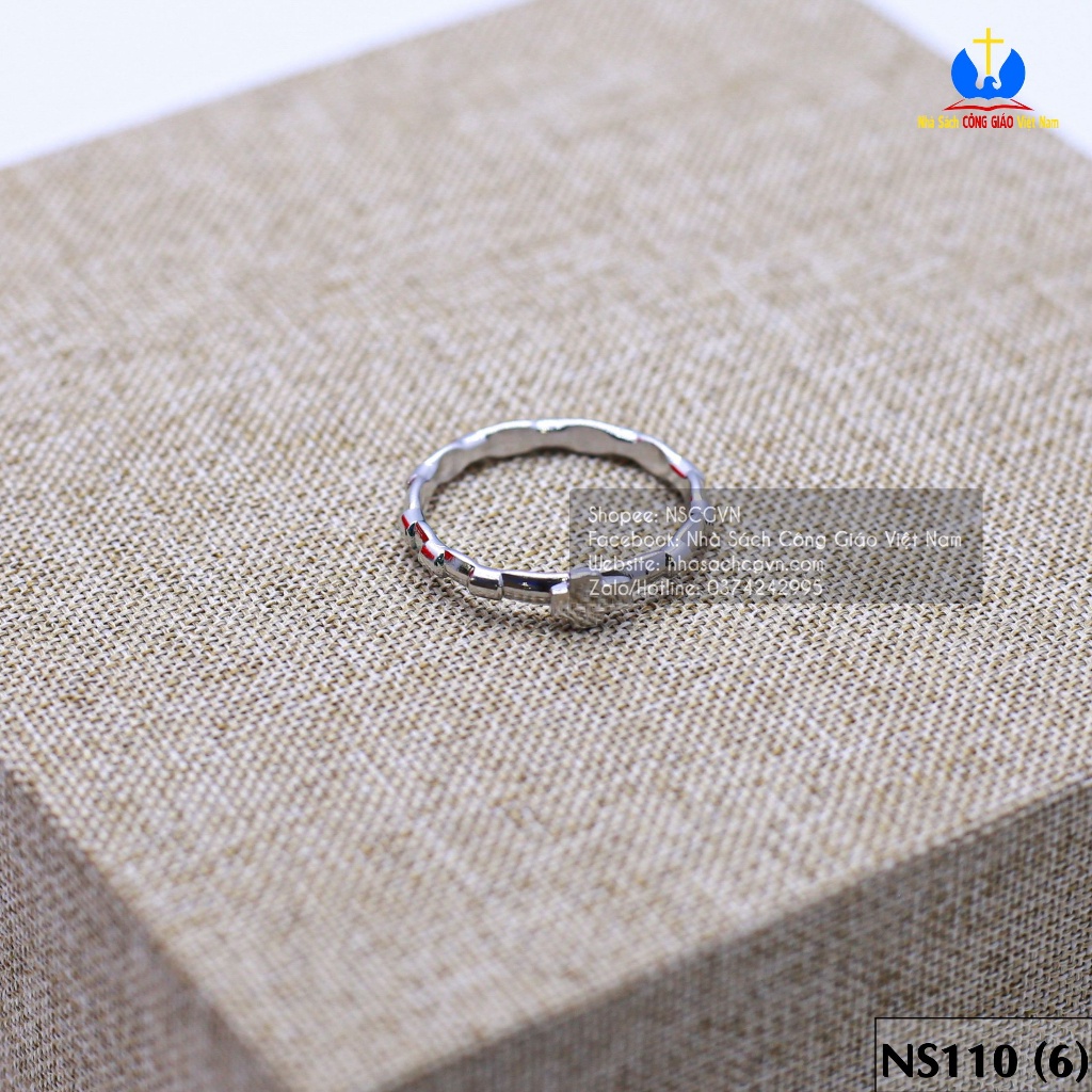 Nhẫn Mân Côi thánh giá inox không gỉ NS110 - Quà tặng Công Giáo, sinh nhật NSCGVN_HN