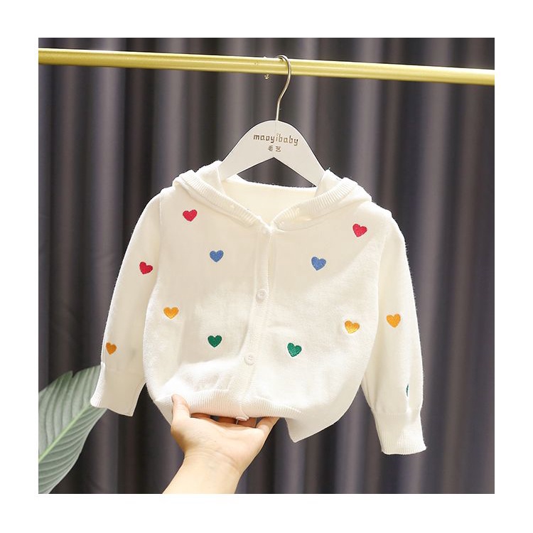 Áo Khoác cardigan Len Dệt Kim Có Mũ Trùm Thời Trang Mùa Thu Cho Bé Gái 3 Tuổi