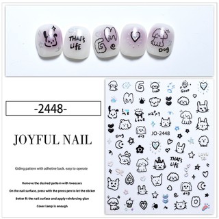 Sticker Dán Móng Tay Hình Thỏ poodle Dễ Thương