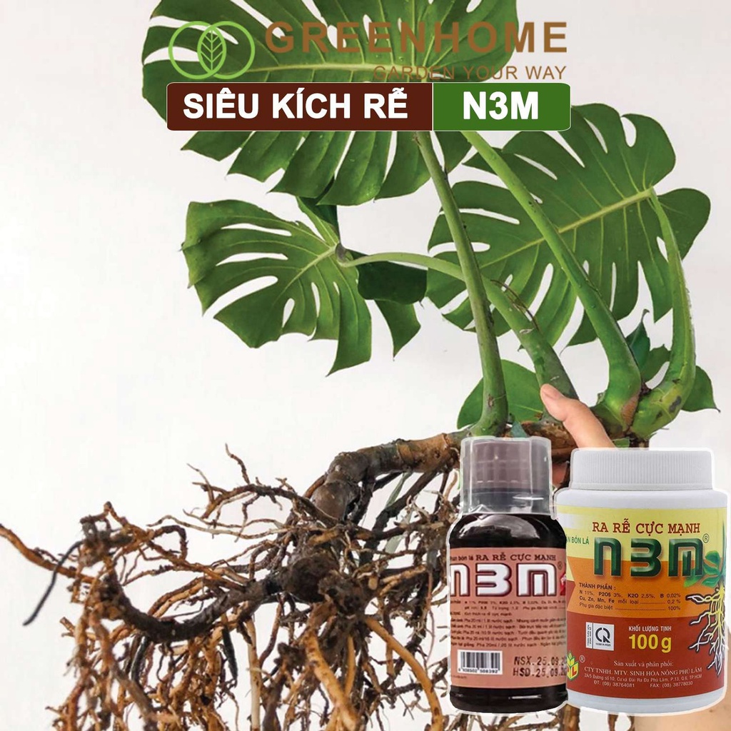 Phân kích rễ H2T Farm, N3M, hũ 100gr, dùng giâm, chiết cành, ngâm hạt giống