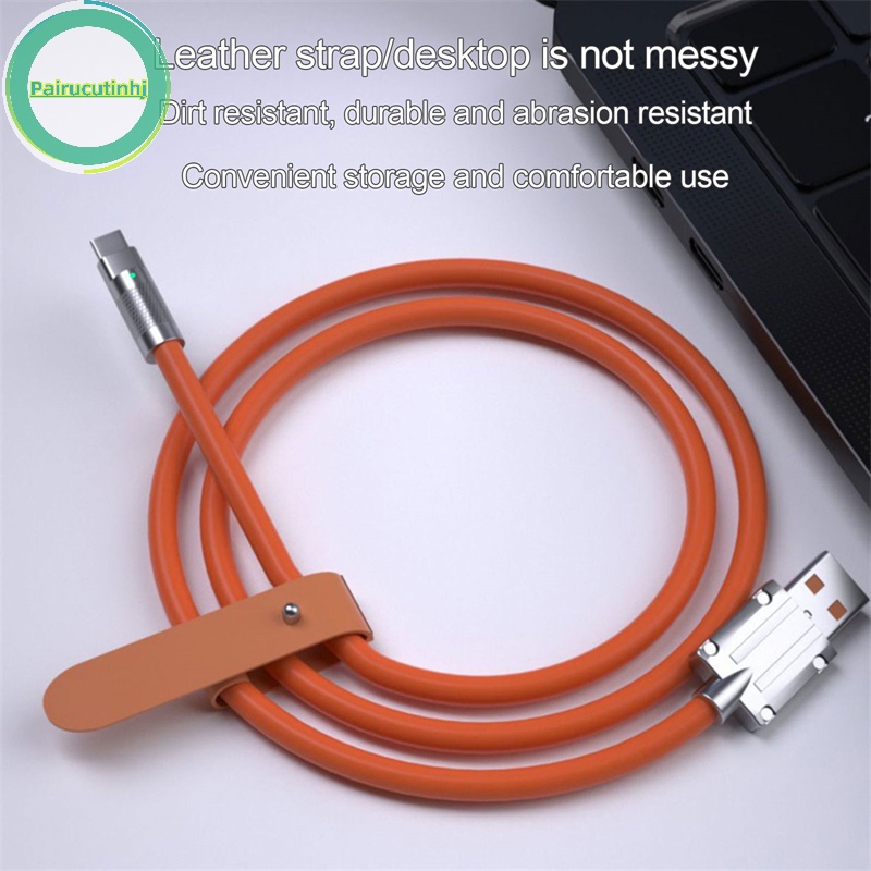 Parucutin Dây Cáp Sạc Nhanh usb Loại c 120w 6a Bằng Silicon Cho xiaomi huawei samsung