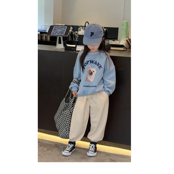 Áo sweater Tay Dài Cổ Tròn In Họa Tiết Hoạt Hình Thời Trang Mùa Thu Cho Bé Gái