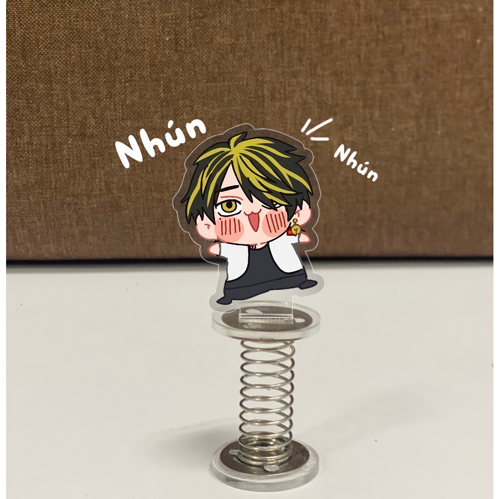 Mô Hình Standee  Lắc Lư Standee Lò Xo Tokyo Revengers Chibi Takemichi Mikey Draken Chất Liệu Acrylic Decor Bàn Học Tra
