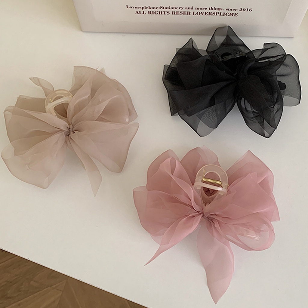 Thời Trang Kẹp Tóc Hình Nơ Vải chiffon Màu Trơn Xinh Xắn Cho Nữ