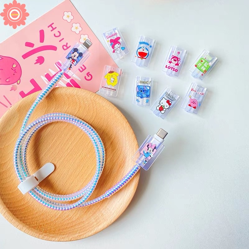 DISNEY 1 Phụ Kiện Bảo Vệ Dây Cáp Sạc Hình Nhân Vật Hoạt Hình Đáng Yêu Ốp