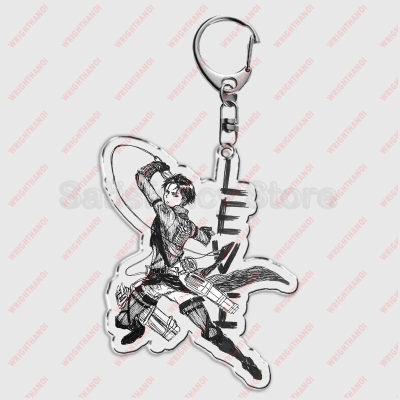 Móc khóa Attack on Titan hình huy hiệu và các nhân vật siêu ngầu Levi Eren Hange Mikasa Phụ kiện trang trí túi xách balo