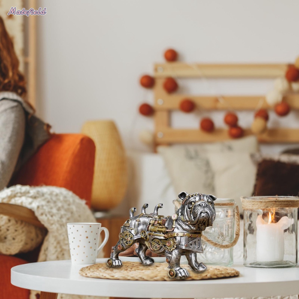 Tượng Trang Trí Nghệ Thuật Hình Chú Chó punk Cơ Khí Bằng Nhựa resin