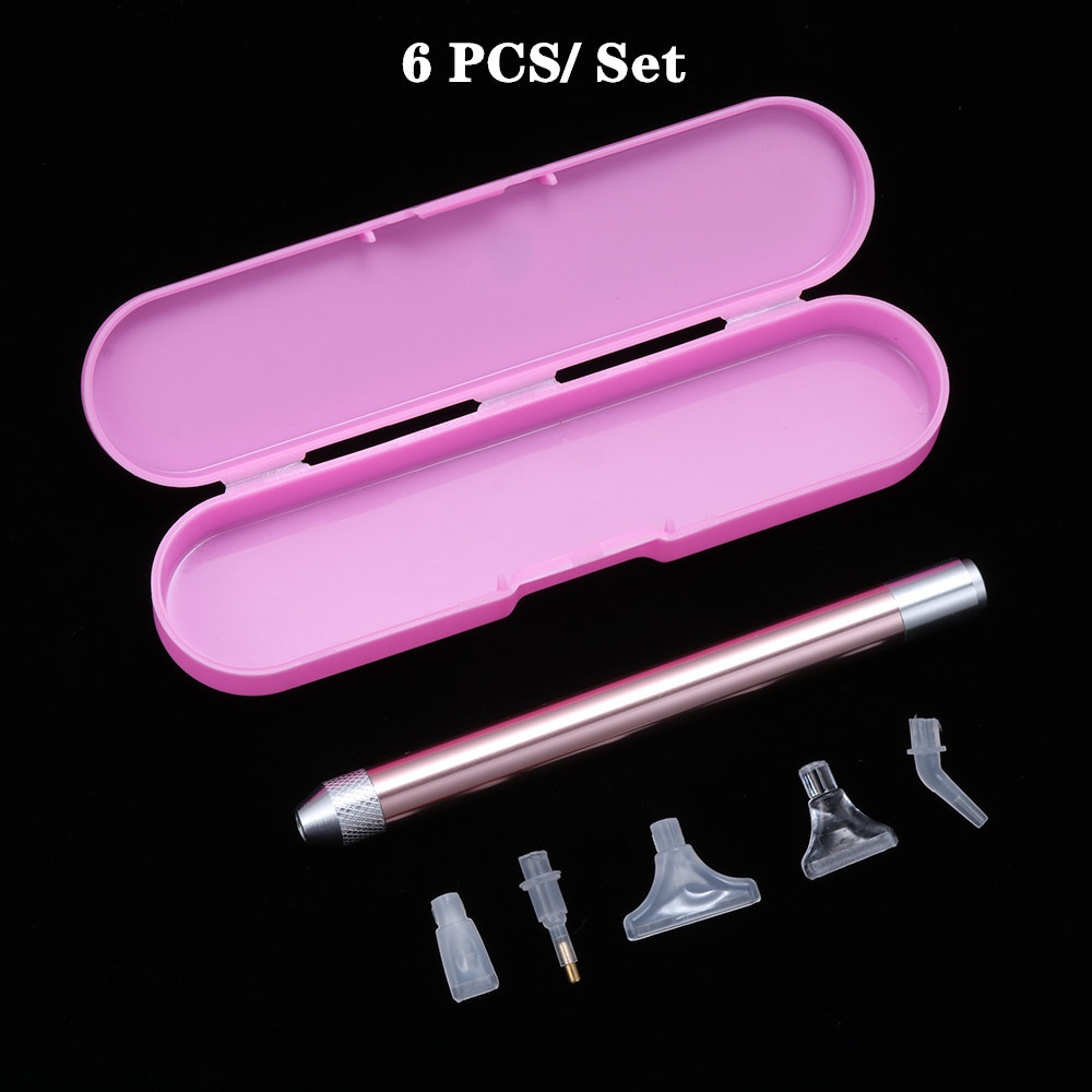 Set 6 Bút Khoan 5d Ánh Sáng Tự Làm Tranh Đính Đá Thủ Công