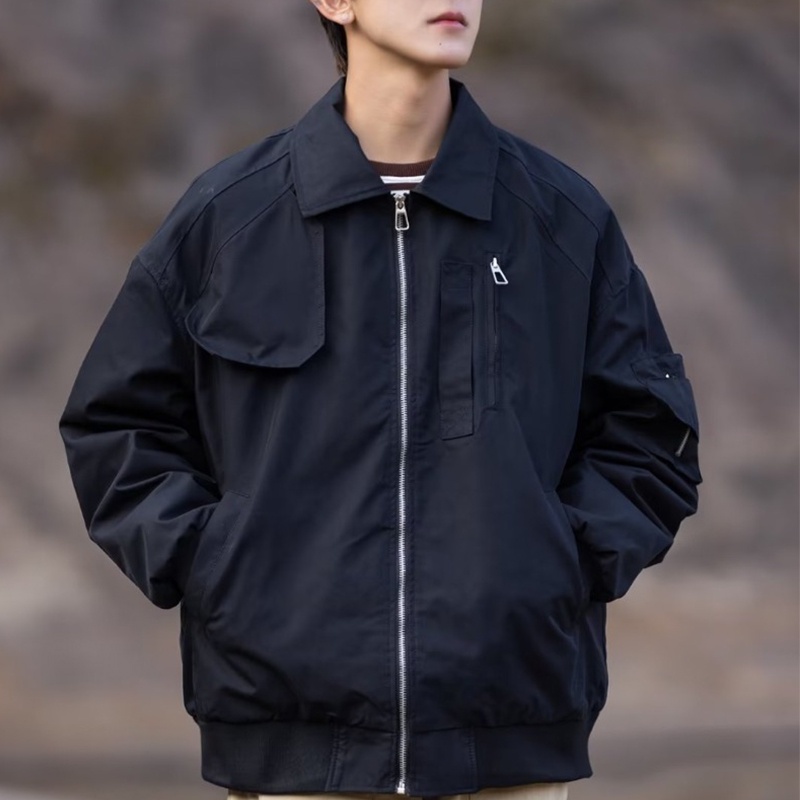 Áo Khoác Dáng Rộng Màu Đen Phong Cách Nhật Bản Thời Trang Xuân Thu Cho Nam Và Nữ