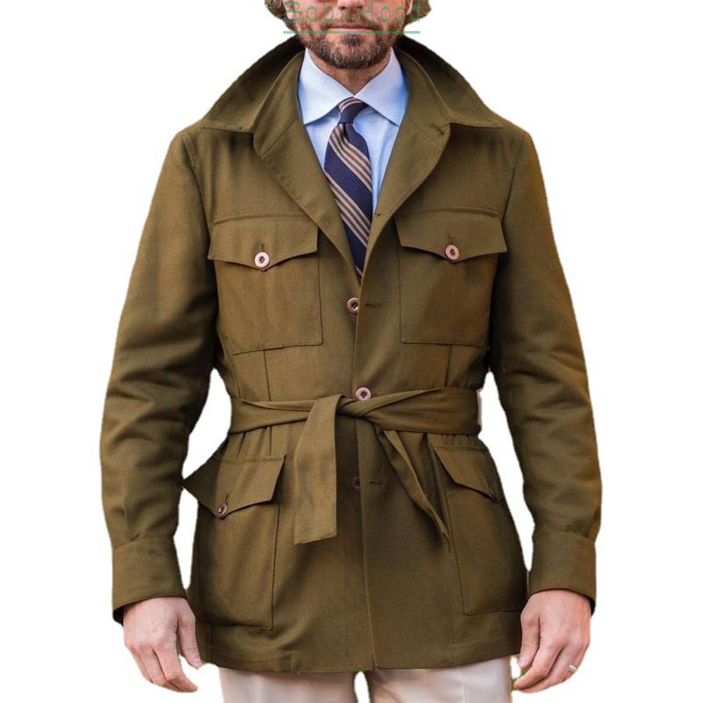 Men Vintage Slim Fit Safari Jacket Hunting Windbreaker Coat Outdoor Outwear#BBHOOD