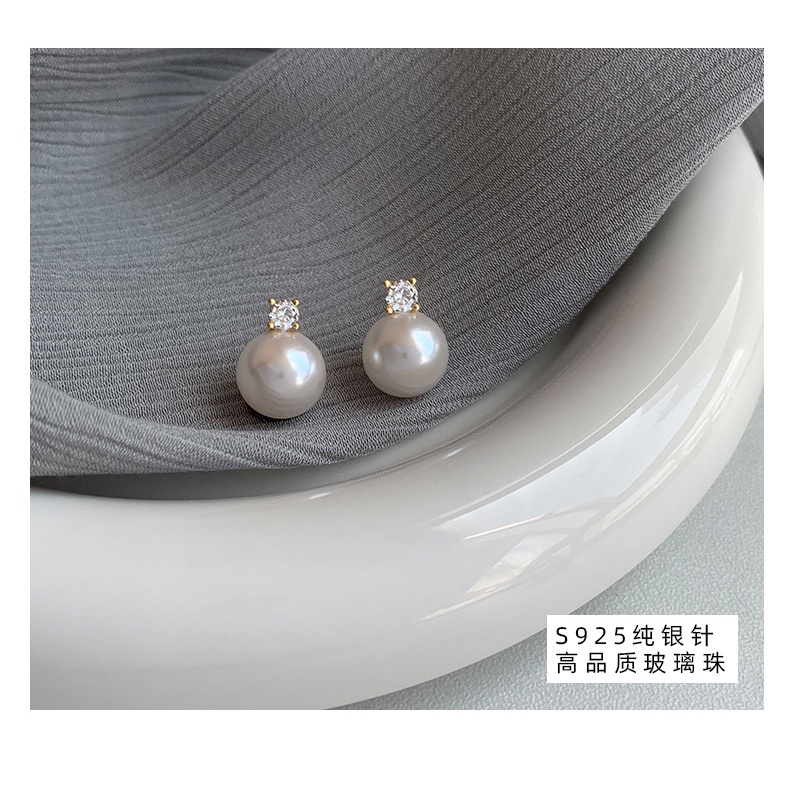 Bông Tai Mạ Bạc 925 s925 Đính Ngọc Trai zircon Thời Trang 2023 Cho Nữ