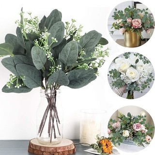 Set 10 cành cây khuynh diệp 7 lá bằng lụa trang trí nhà cửa