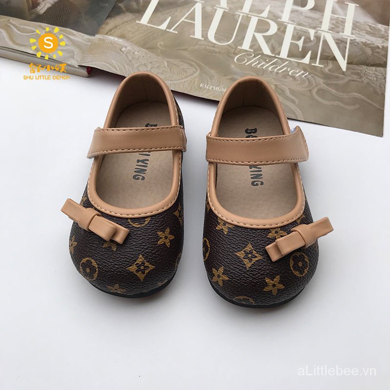 Giày Búp Bê Da Đế Mềm Đính Nơ Phong Cách Hàn Quốc Cho Bé Gái